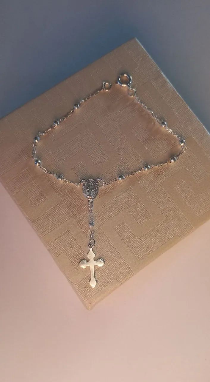 Pulseira terço de prata 925 - Nova! 