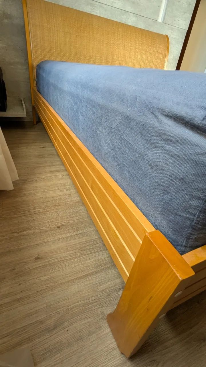 Cama Queen Saccaro com cabeceira em palha - Foto 3
