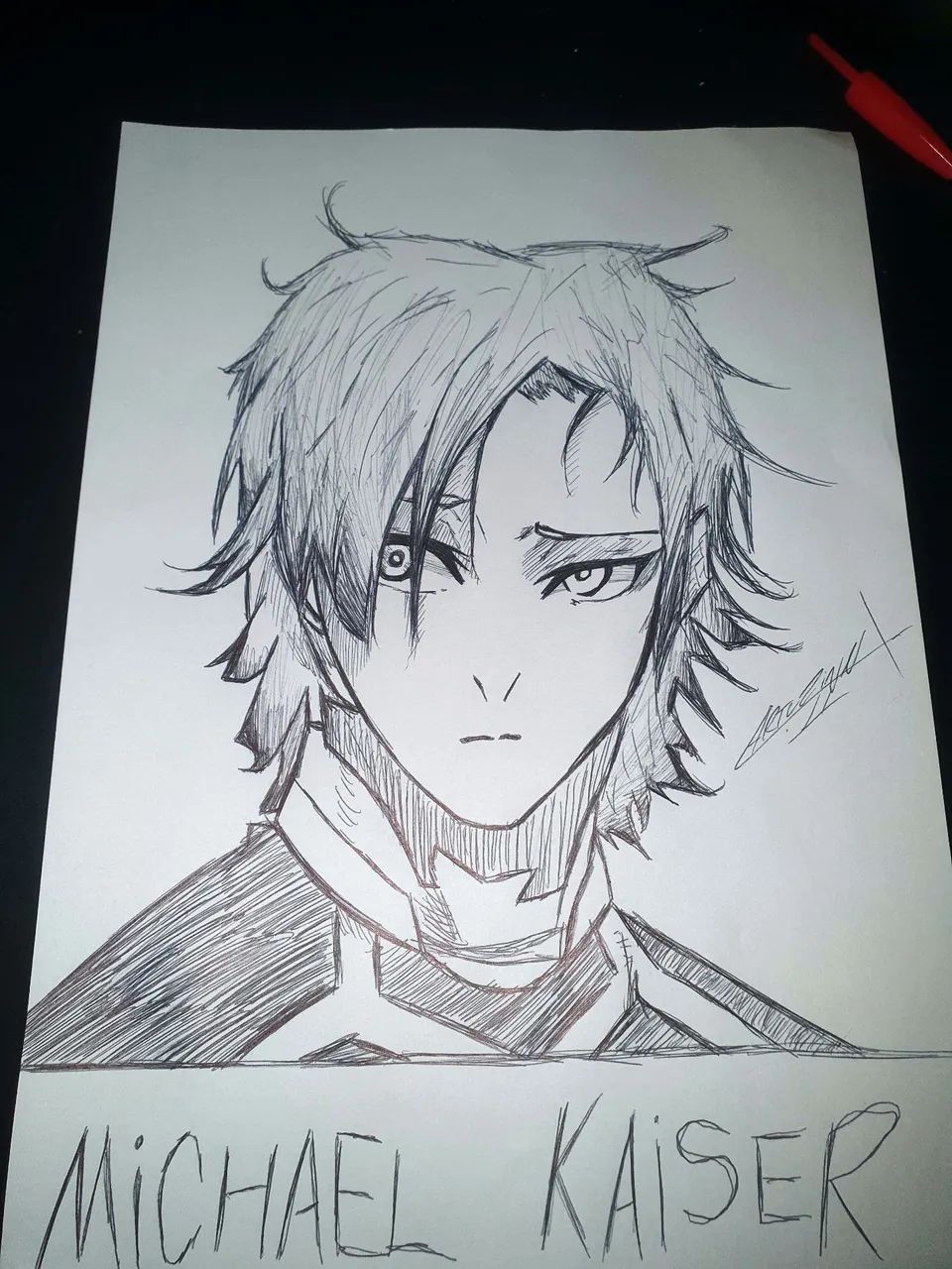Desenho a caneta do personagem Michael Kaiser de Blue Lock! - Foto 2