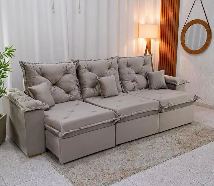 Luxuoso sofá retrátil e Reclinável com molas