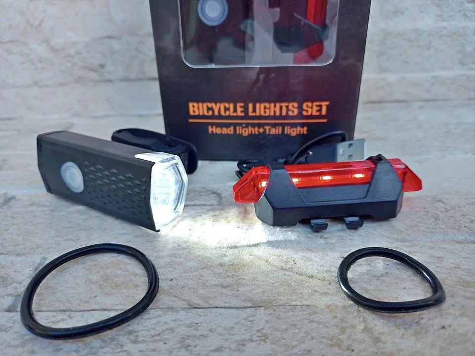 Kit de Luzes de Bicicleta - Cabeça e Traseira