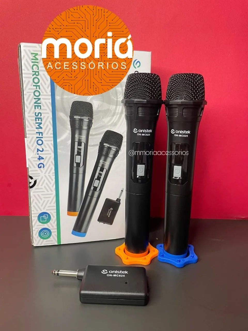Microfone Duplo Sem Fio com Receptor de Sinal, Anel Deslizante Onistek MC825 - Foto 5