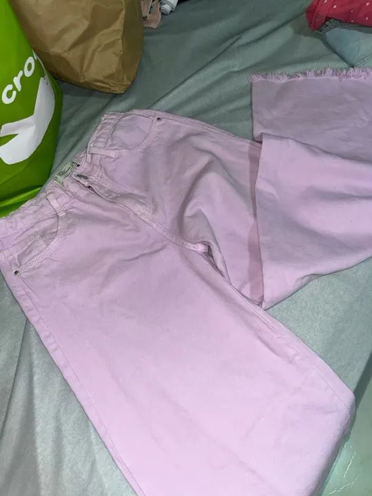 Calça jeans wide leg Lilas 