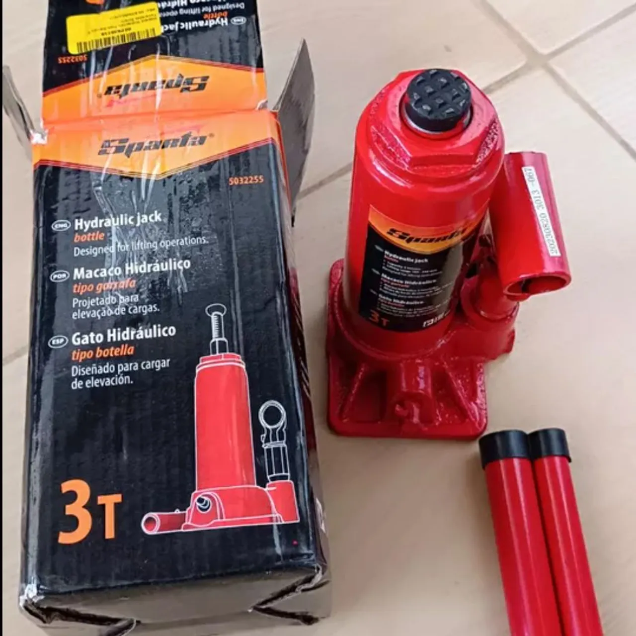 Macaco Hidráulico Tipo Garrafa 3T Spanta