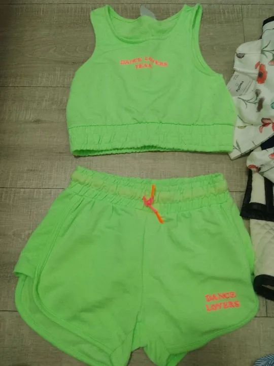 Conjunto Top e Shorts Infantil - Dance Lovers - Verde Neon