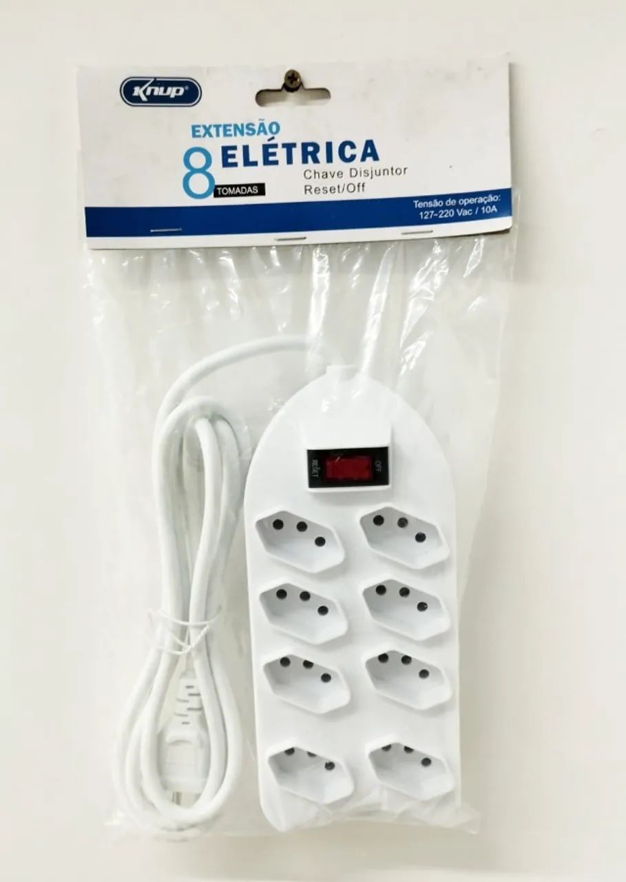 Filtro De Linha Régua Extensão Elétrica 8 Tomadas Cor Branco