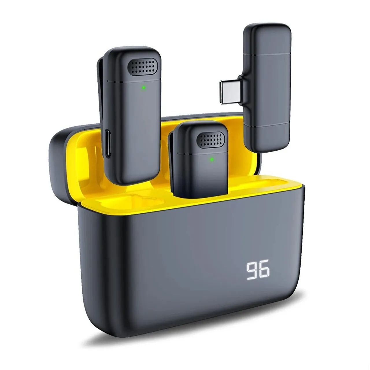 Microfone Lapela  K56 Duplo Profissional com Visor de Bateria e Redução de Ruído<br><br><br><br>