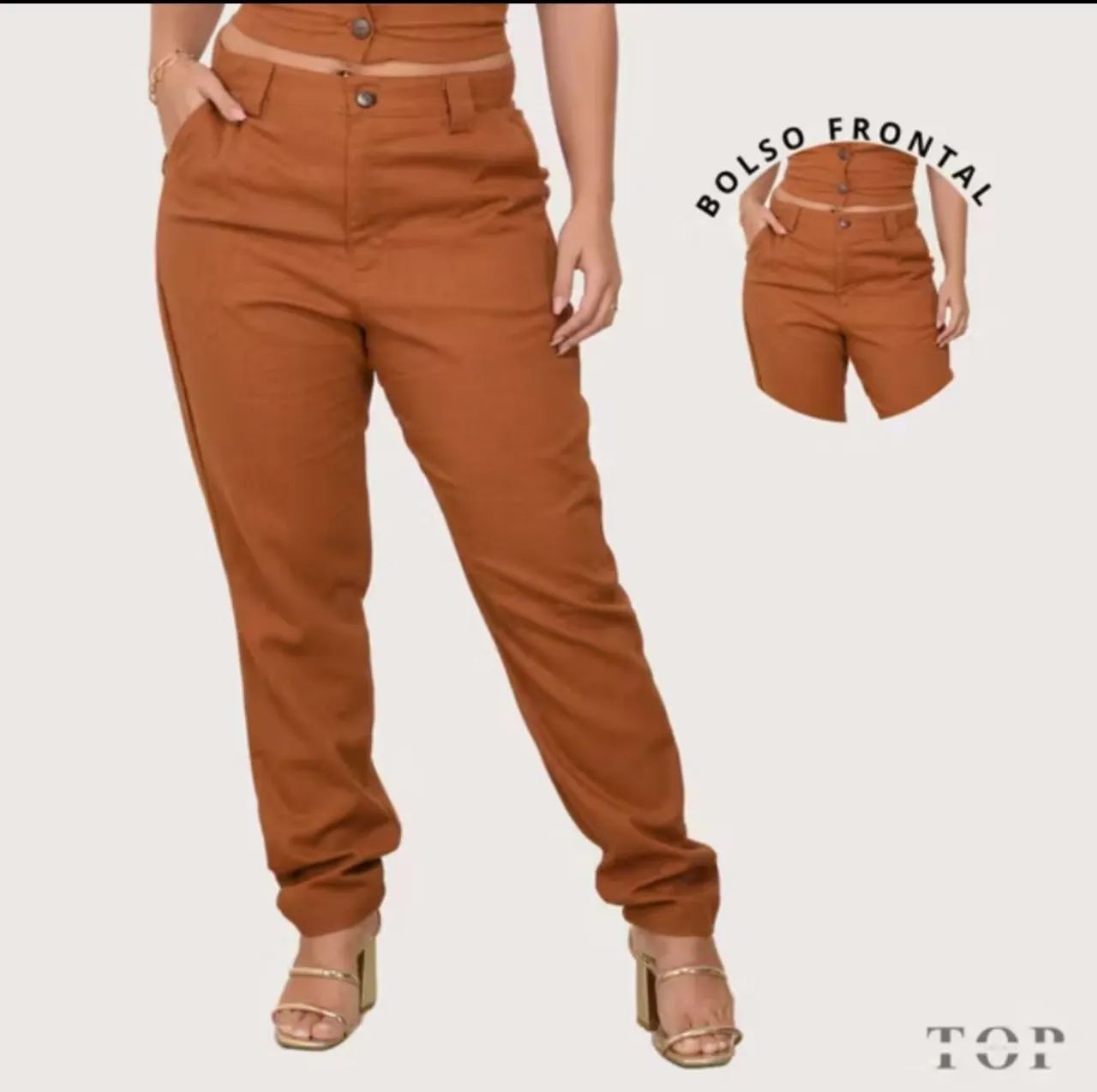 Cal ça Marrom de alfaiataria Top - Foto 2