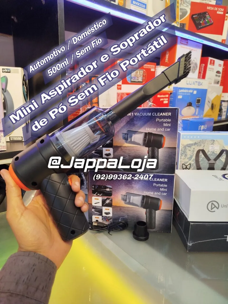 Mini Aspirador e Soprador de Pó Sem Fio Portátil