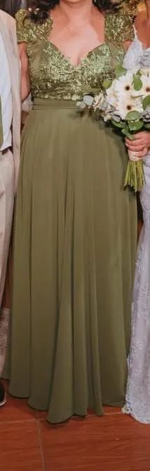 Vestido longo verde com renda - Foto 3
