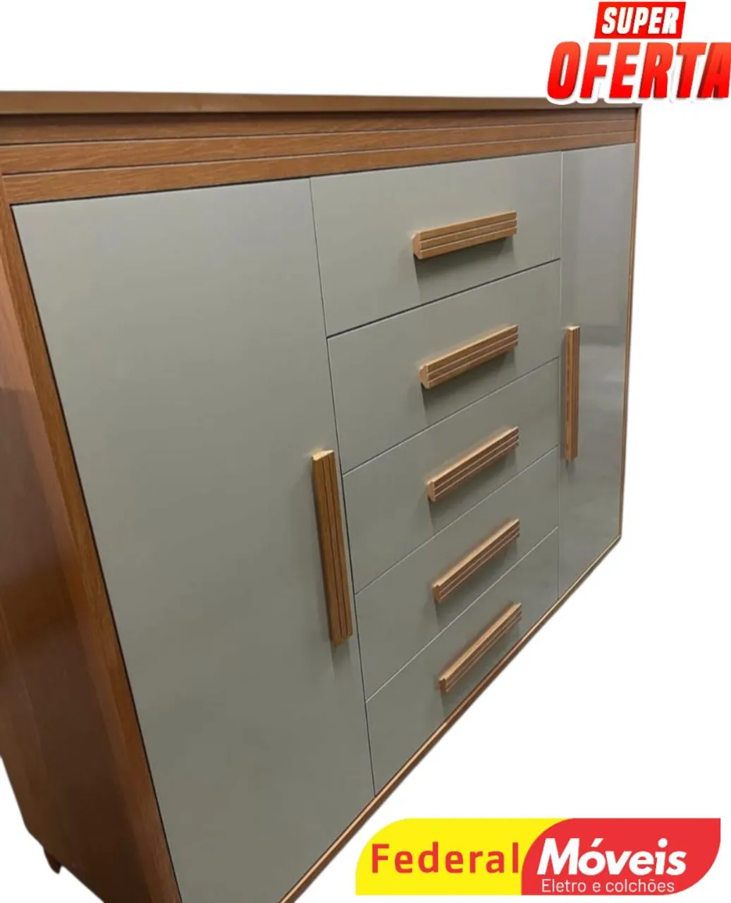 Cômoda com 5 gavetas e 2 portas - Nova
