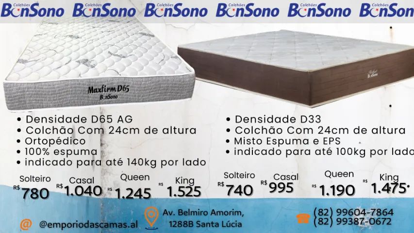 Colchão BonSono molas ou espuma colchões solteiro casal Queen King  - Foto 3