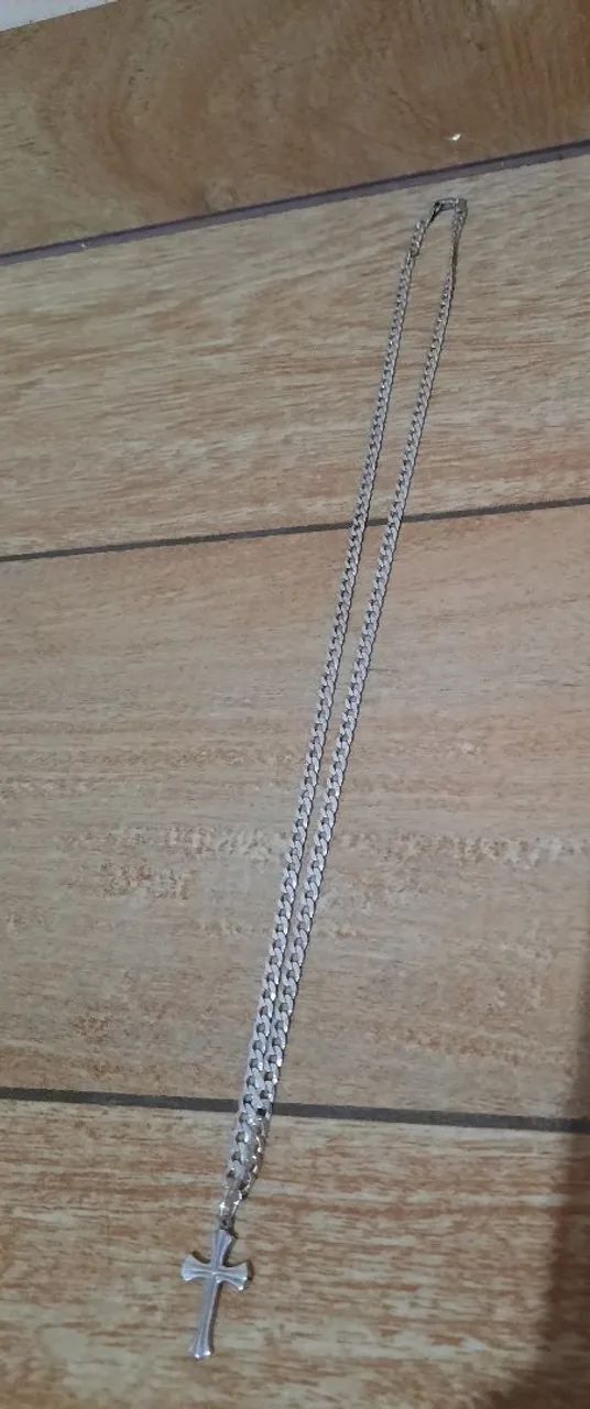 Cordão Masculino de Prata com Cruz - Foto 2