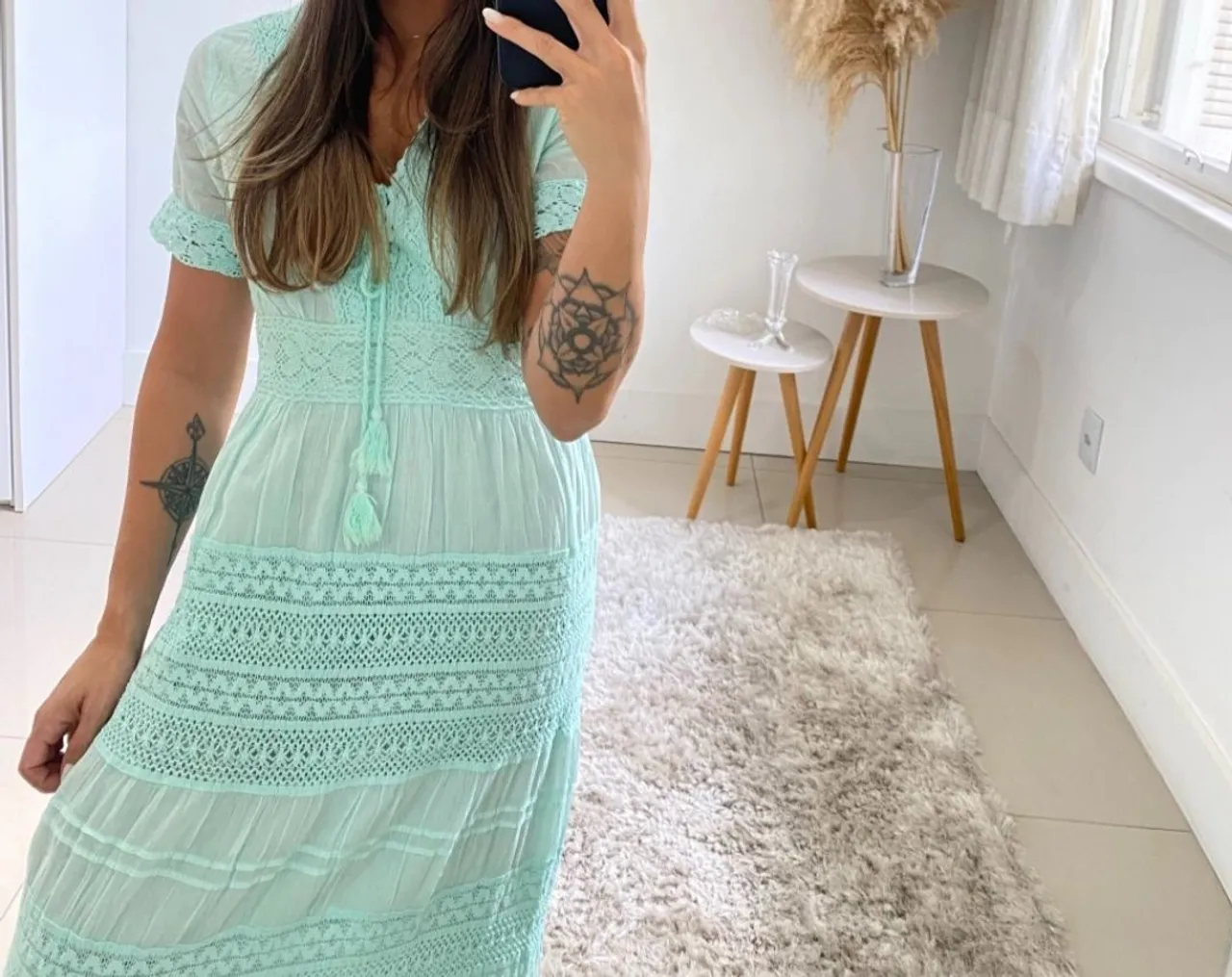 Vestido longo verde claro