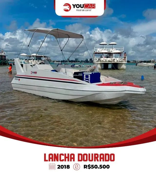 Lancha dourado + motor mercury 2018 4 Tempos