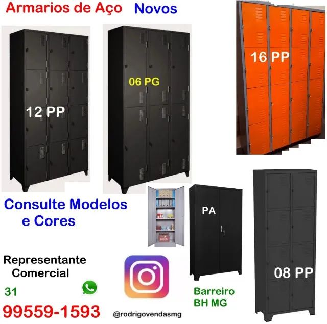 Armários Estante de Aço Roupeiro Escaninho Preto Industria Vestiário Roupeiros Guarda Volu