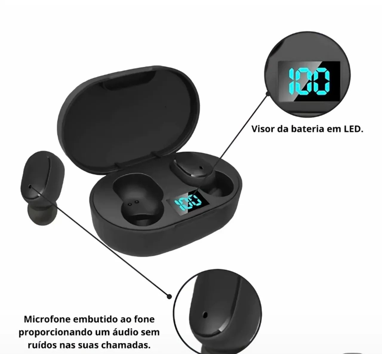 Fone Bluetooth 5.3 com tela digital  - Foto 2