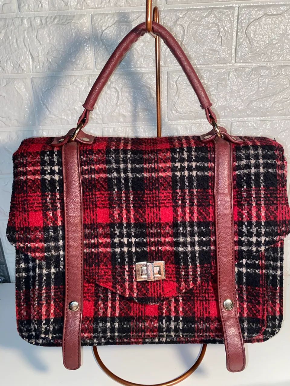 Bolsa lã xadrez