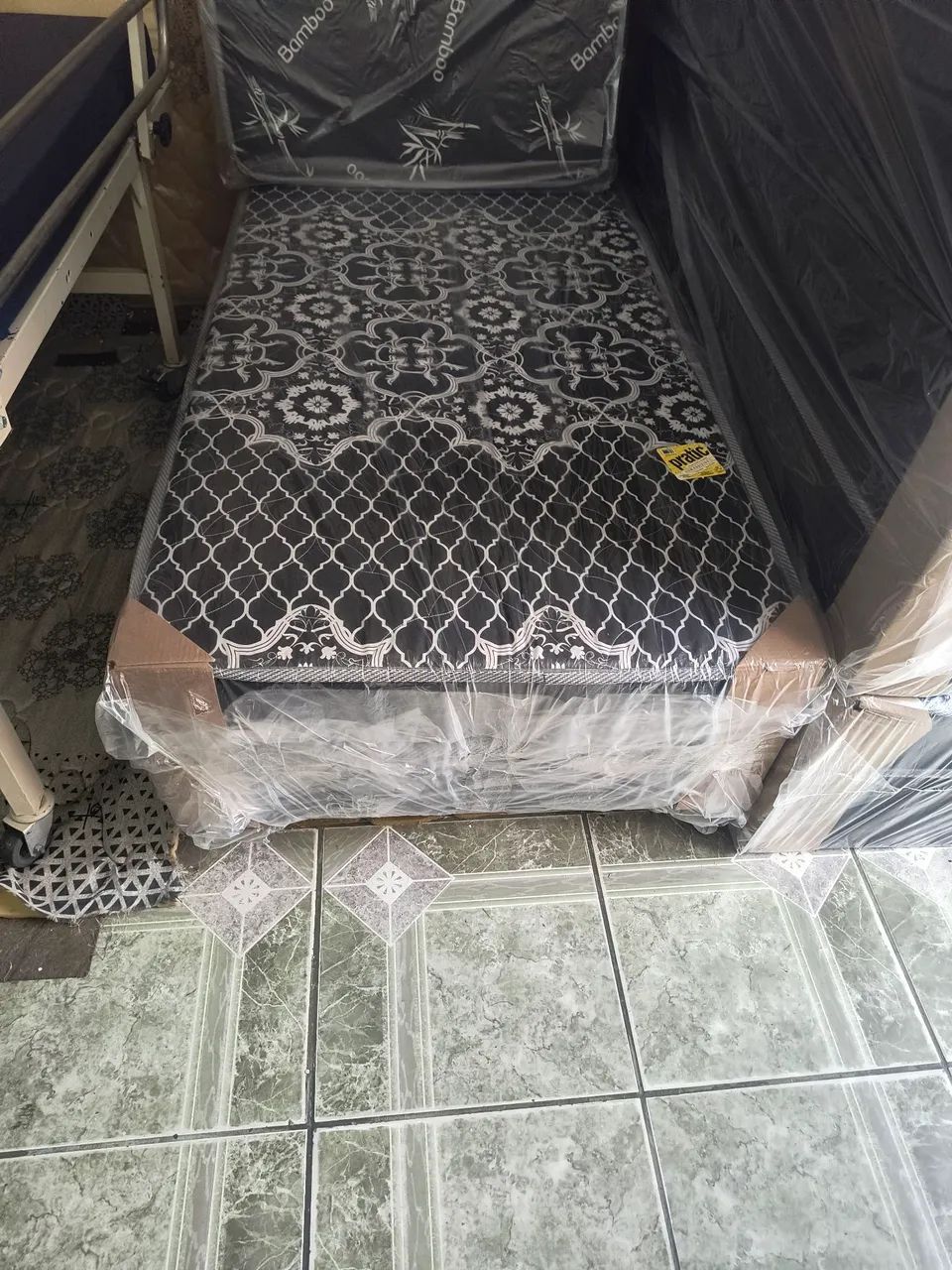 Cama box solteiro conjugado colchão 14 cm