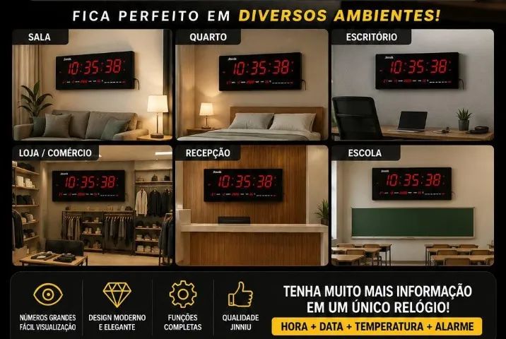 RELÓGIO DIGITAL DE PAREDE LED GRANDE - Foto 3