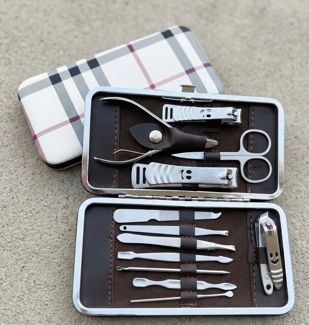 Set Kit de Manicure e Pedicure 12 Peças - Aço Inoxidável**