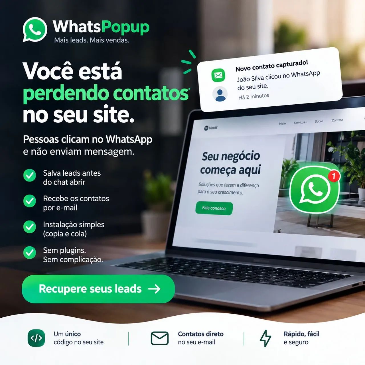 WhatsPopup ferramenta de recuperação de contatos