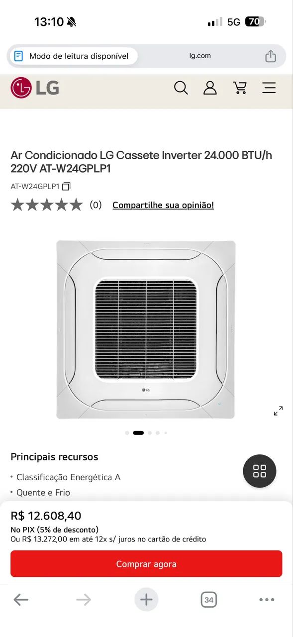 Ar Condicionado k7 LG 24.000 BTUS - Foto 2