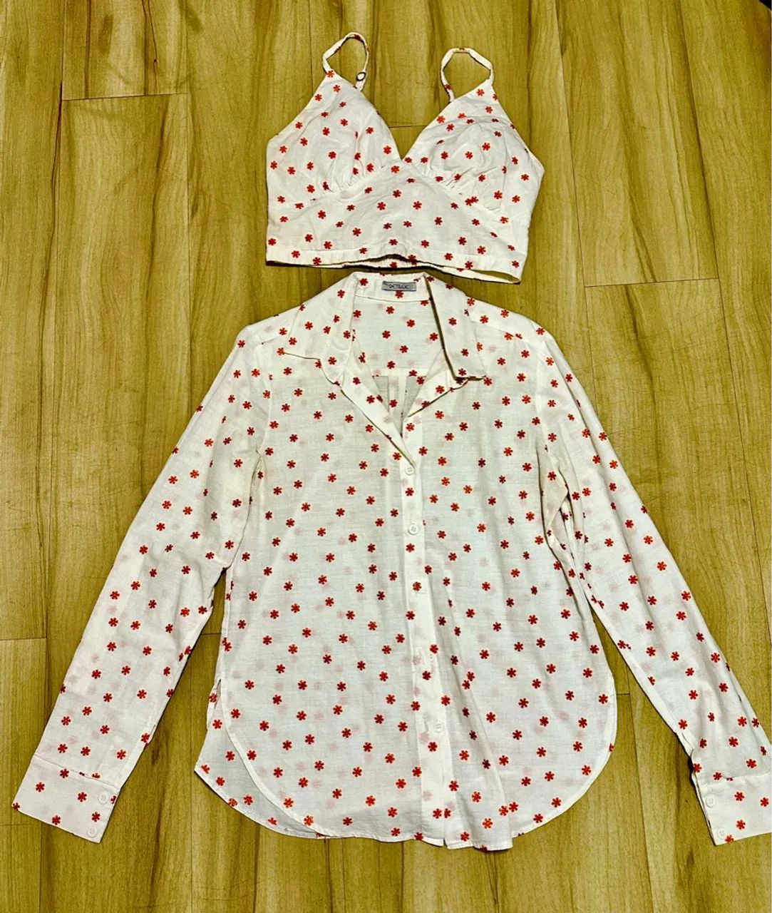 Camisa bordada + Top