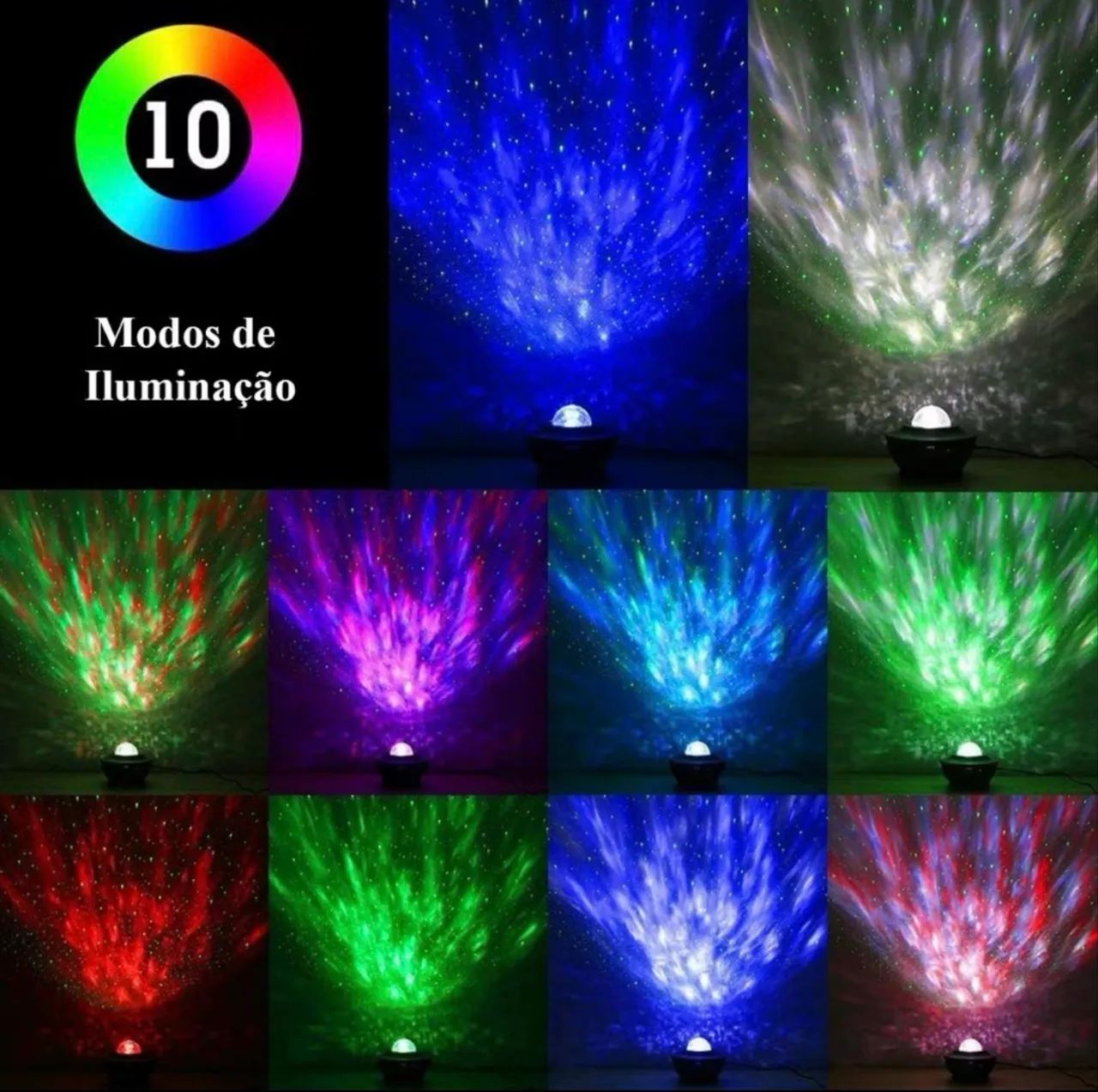 Projetor Luminária Galáxia Luz Noturna Estrela Música Bluetooth Controle Lâmpada Divertida - Foto 3