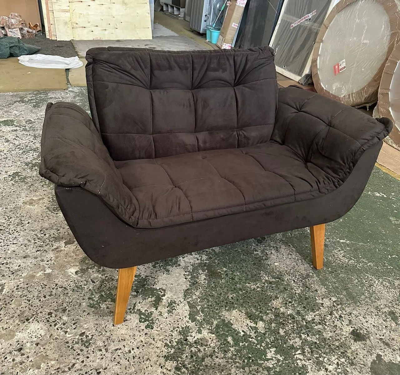 Poltrona Namoradeira Paula 2 Lugares D28 Marrom<br> - Foto 2