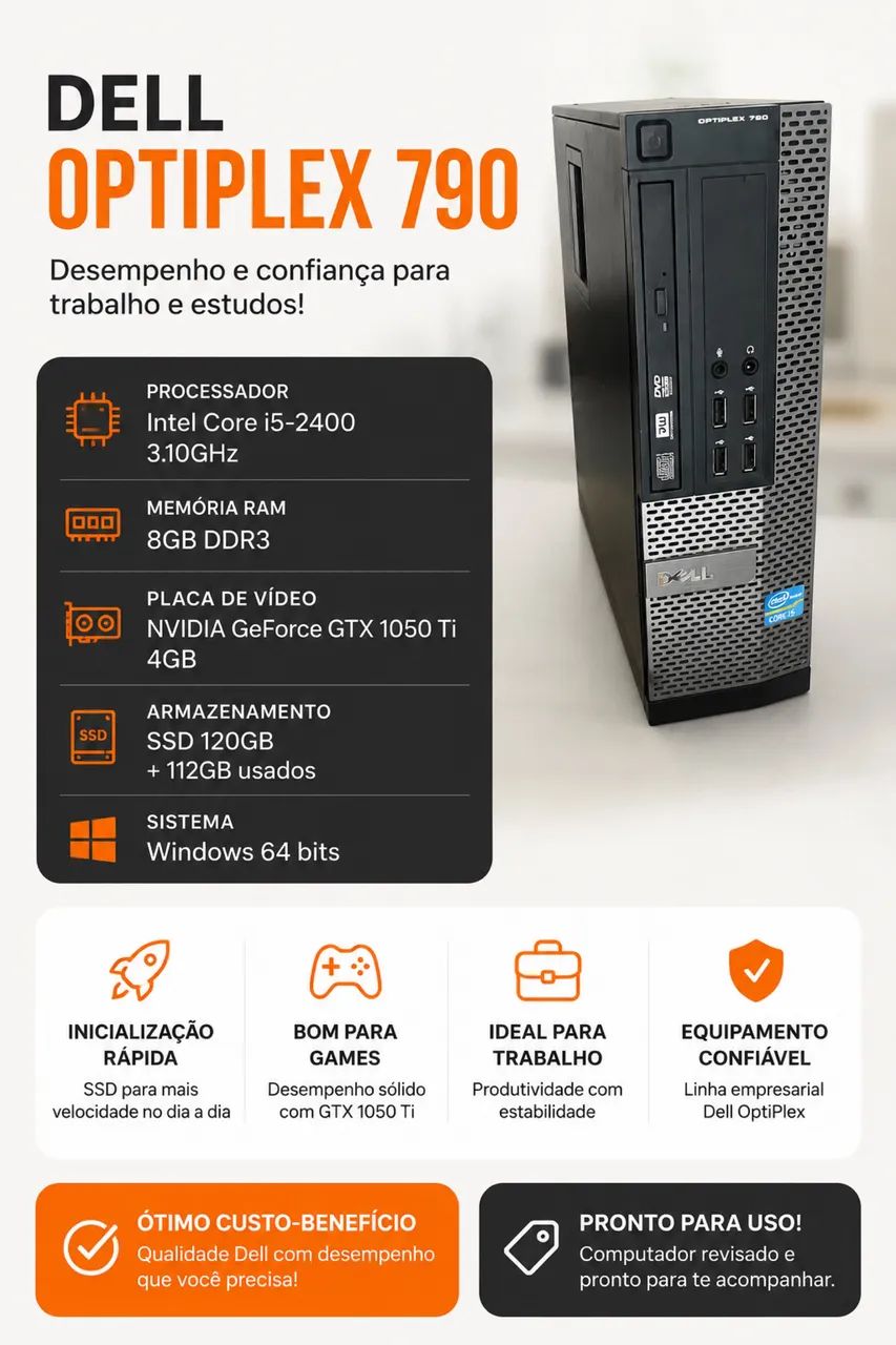 Dell Optiplex i5 + Placa GTX 1050 ti 4GB