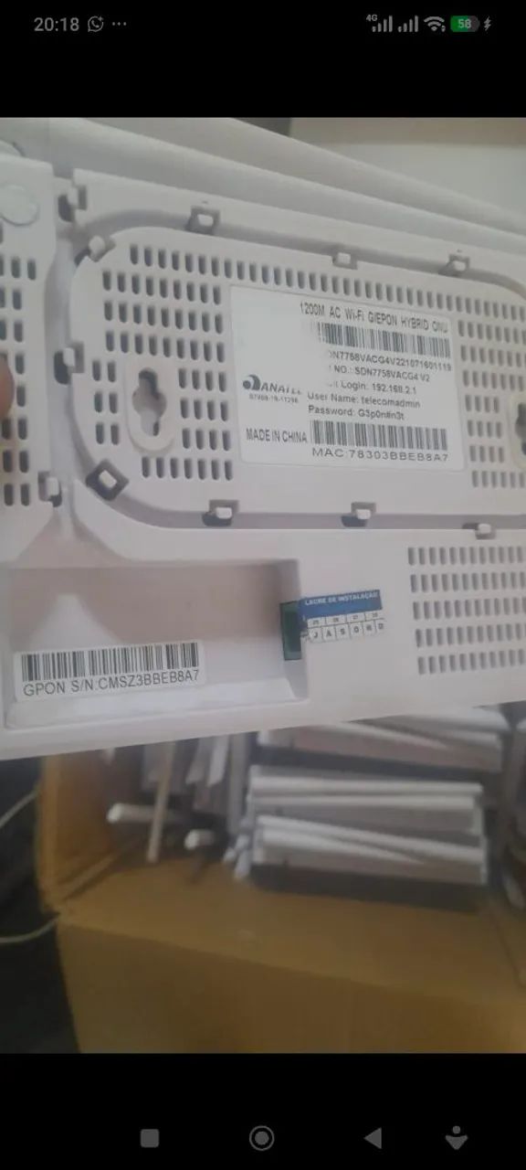 20 Unidades ONT GPON CHIMA - SC/UPC (azul) AC DualBand 2,4Ghz e 5Ghz. SEM FONTE - Foto 5