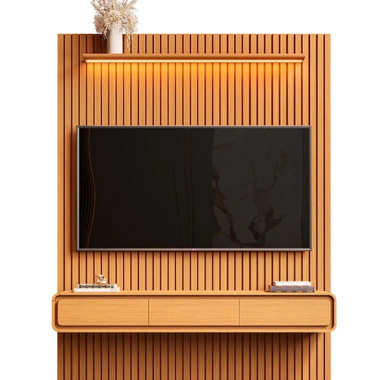 Painel 190cm para Tv Até 75 Polegadas Ripado com Led  p6