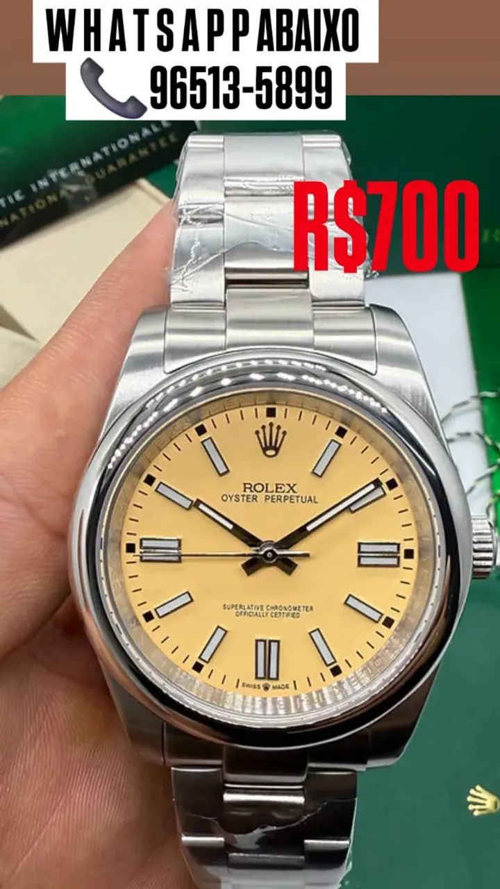 Relógio ROLEX AUTOMÁTICO  _ OSTER PERPETUAL FUNDO BEGE LANÇAMENTO  - Foto 3