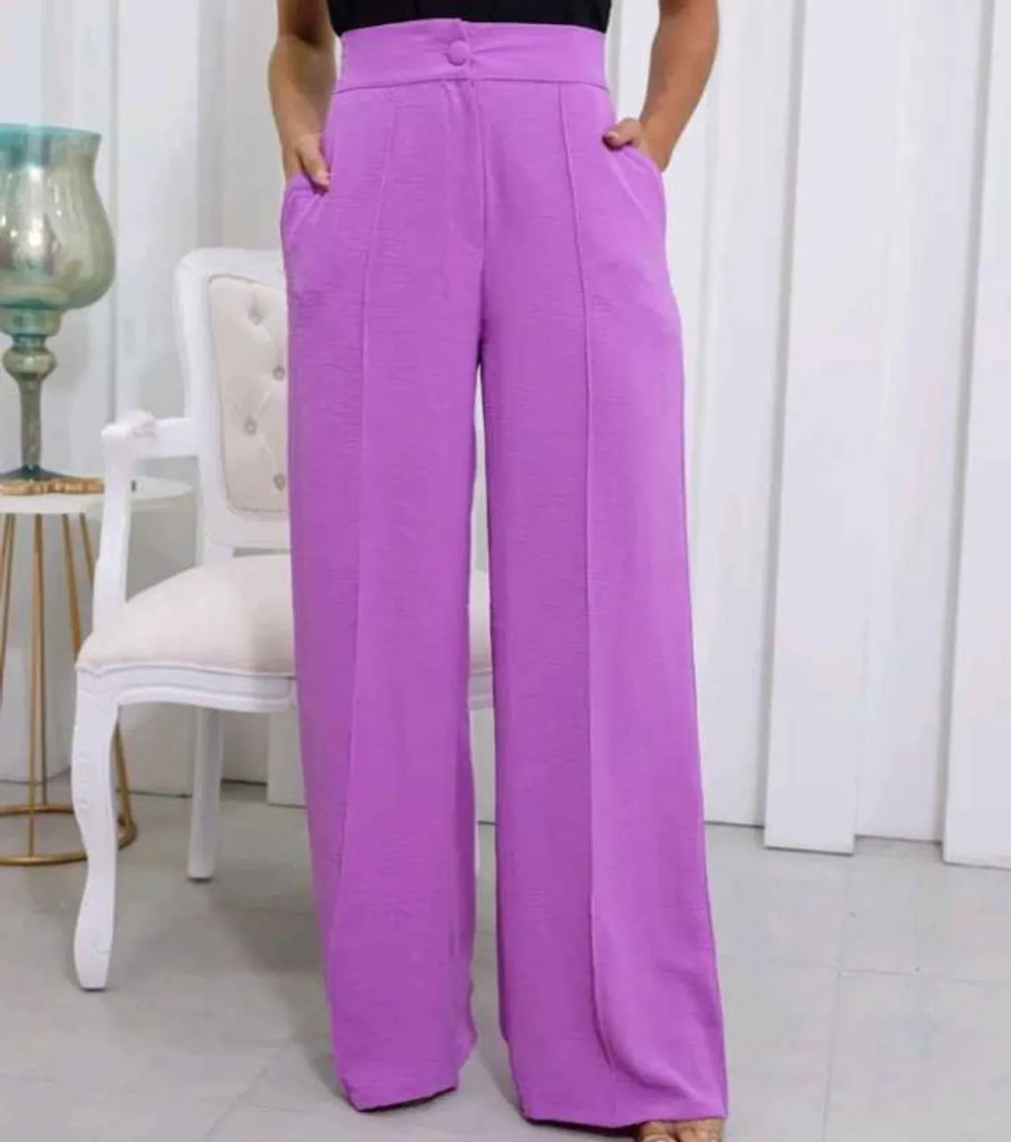Calça pantalona lilás 