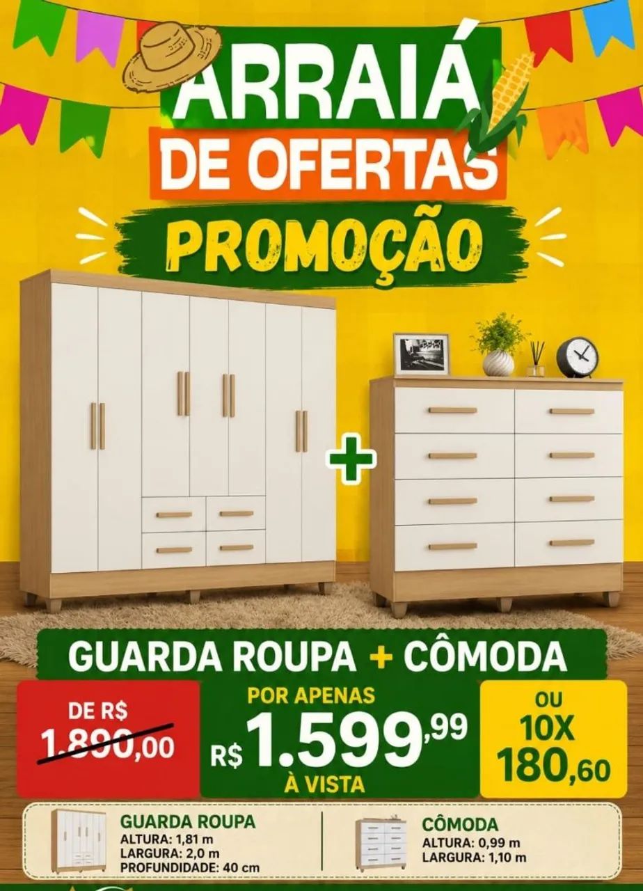 Conjunto Roupeiro e cômoda Lite 