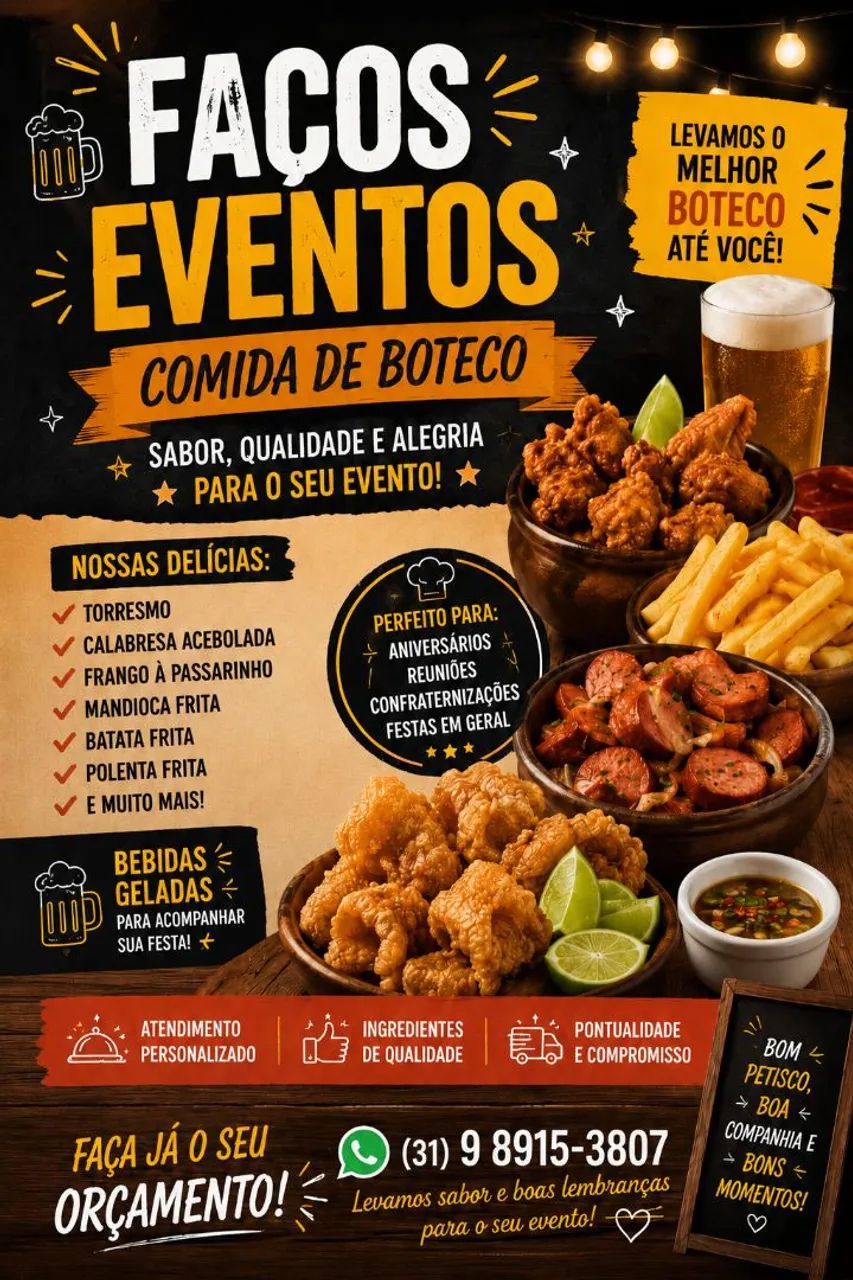 Faço eventos comida de boteco 