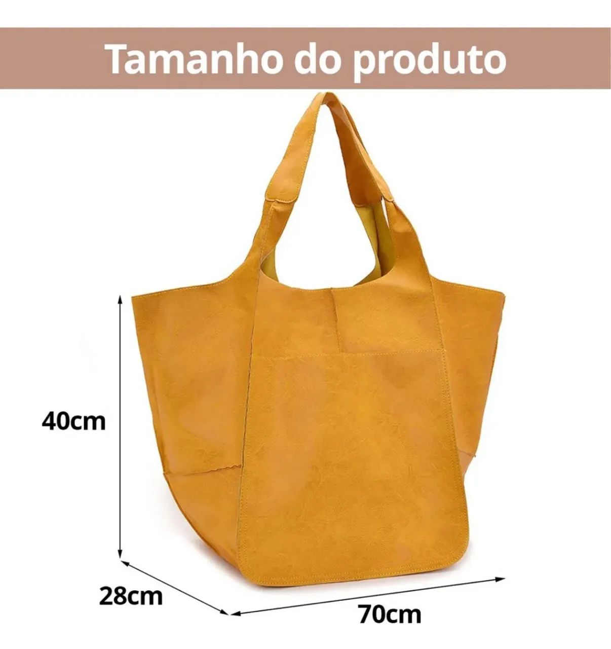 Bolsa Grande Couro Casual Marrom - Foto 2