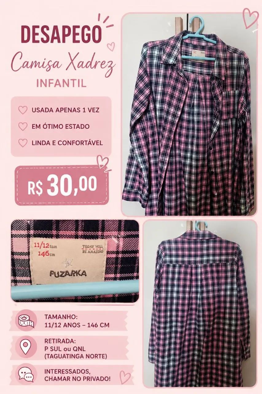 Vestido infantil xadrez 