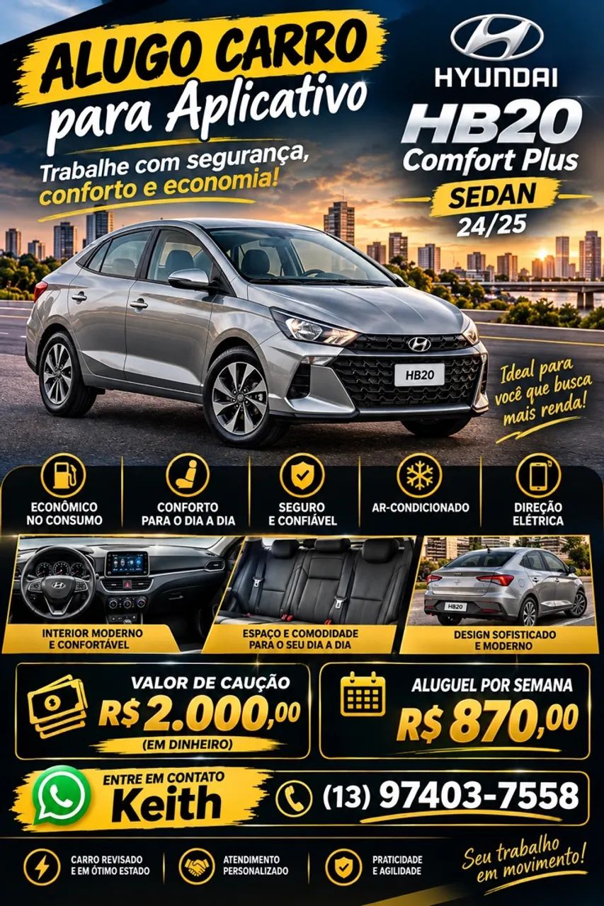 Aluguel de carro para aplicativo $870 semana