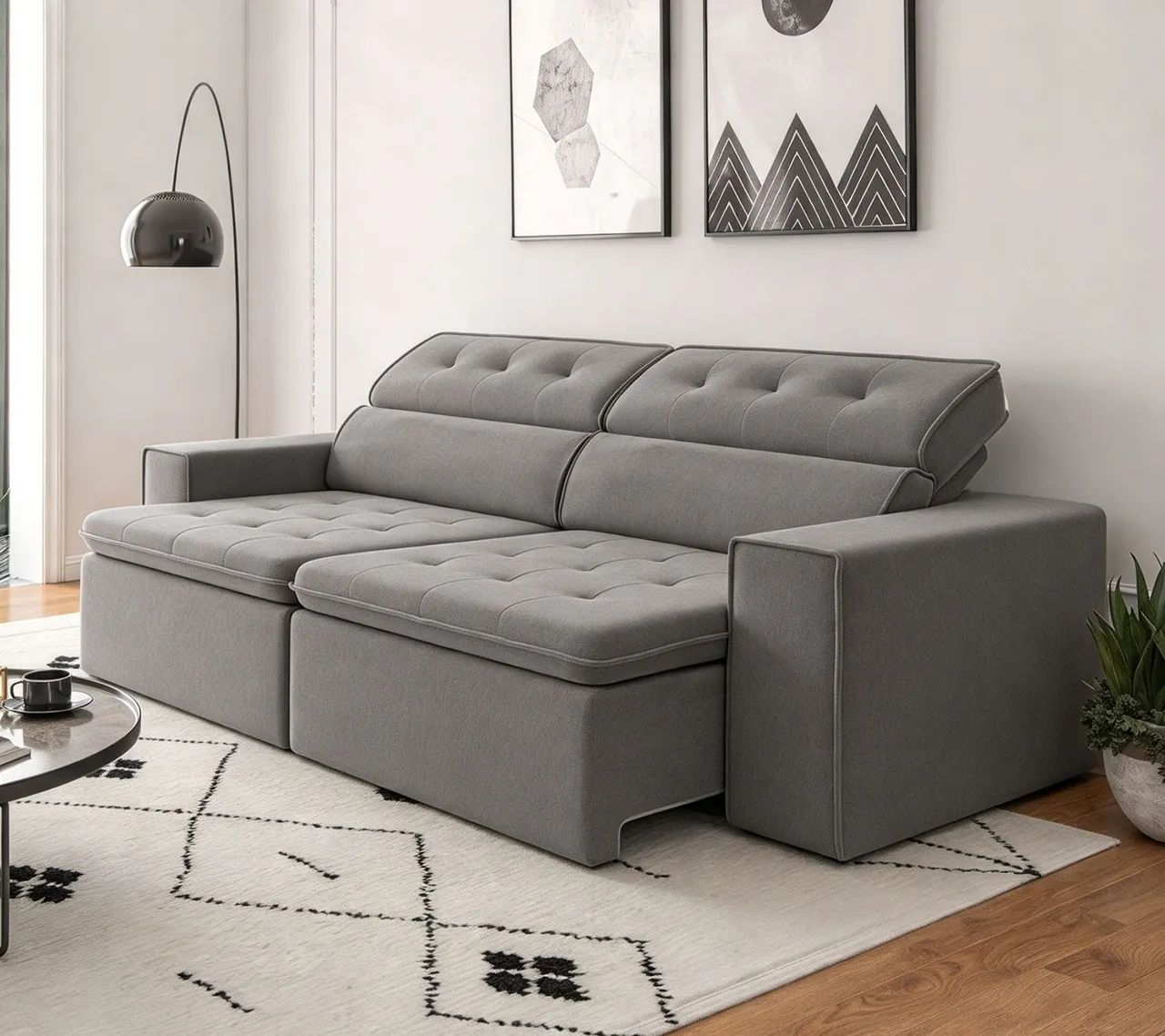Sofá Retrátil Veludo cinza ou marrom 2,30mt Promoção  - Foto 3