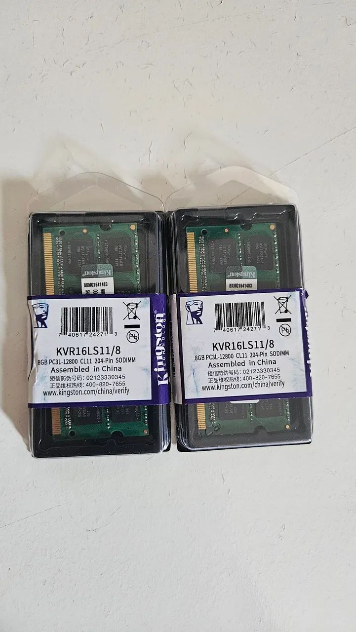 Memória DDR 3L para Notebook 8+8Gb 1600Mhz 1.35v Kingston Original