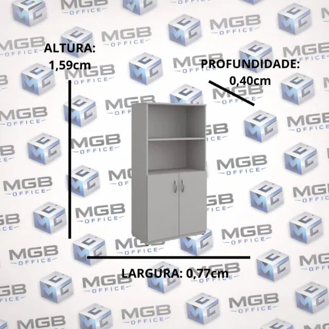 Armário Alto Misto com 2 Portas e Prateleira - 1,59x0,77x0,40-(CINZA ou PRETO) ENTREGAMOS! - Foto 3
