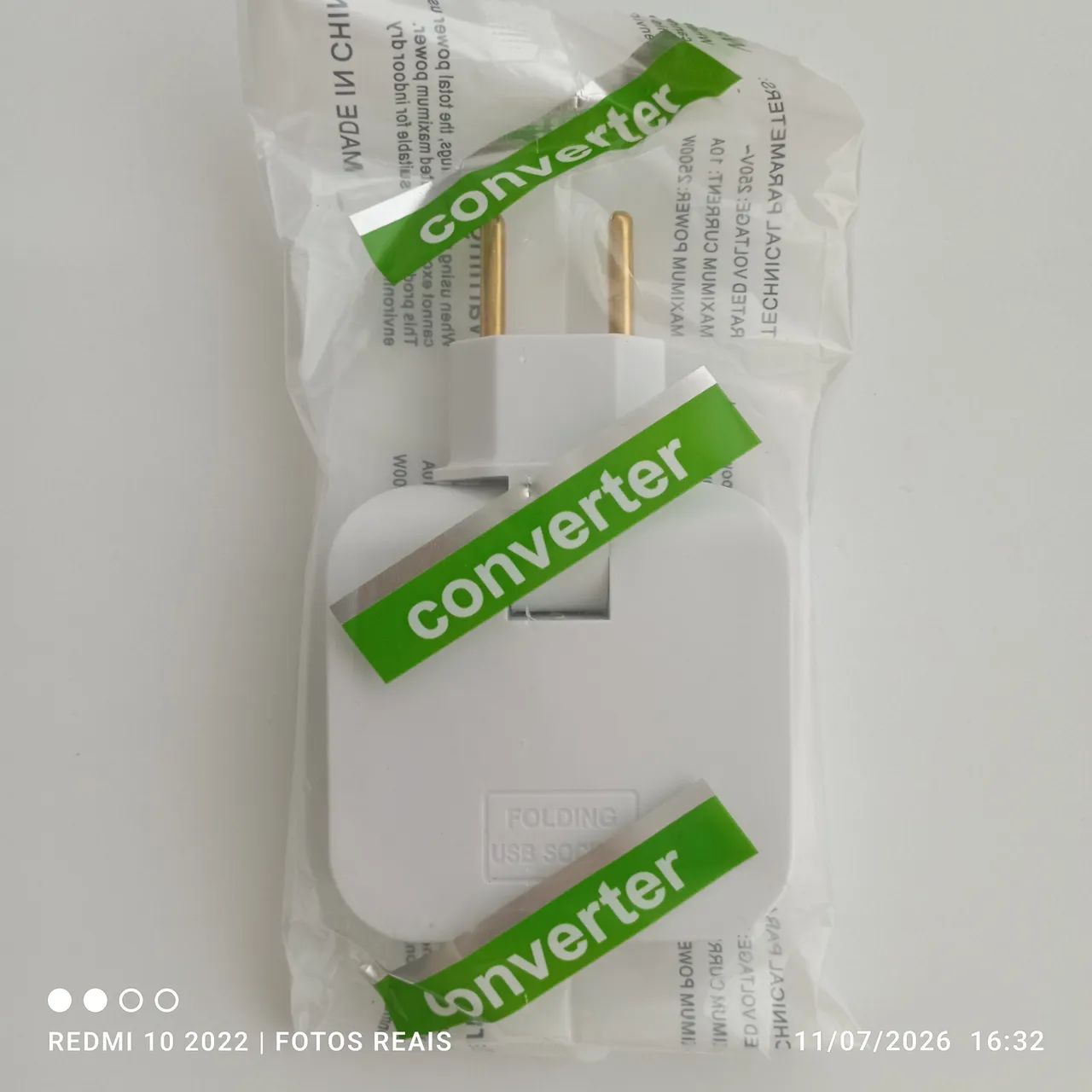 Adaptador 2 tomadas 1USB C 1USB, 16A 2500W benjamin conversor - Foto 5