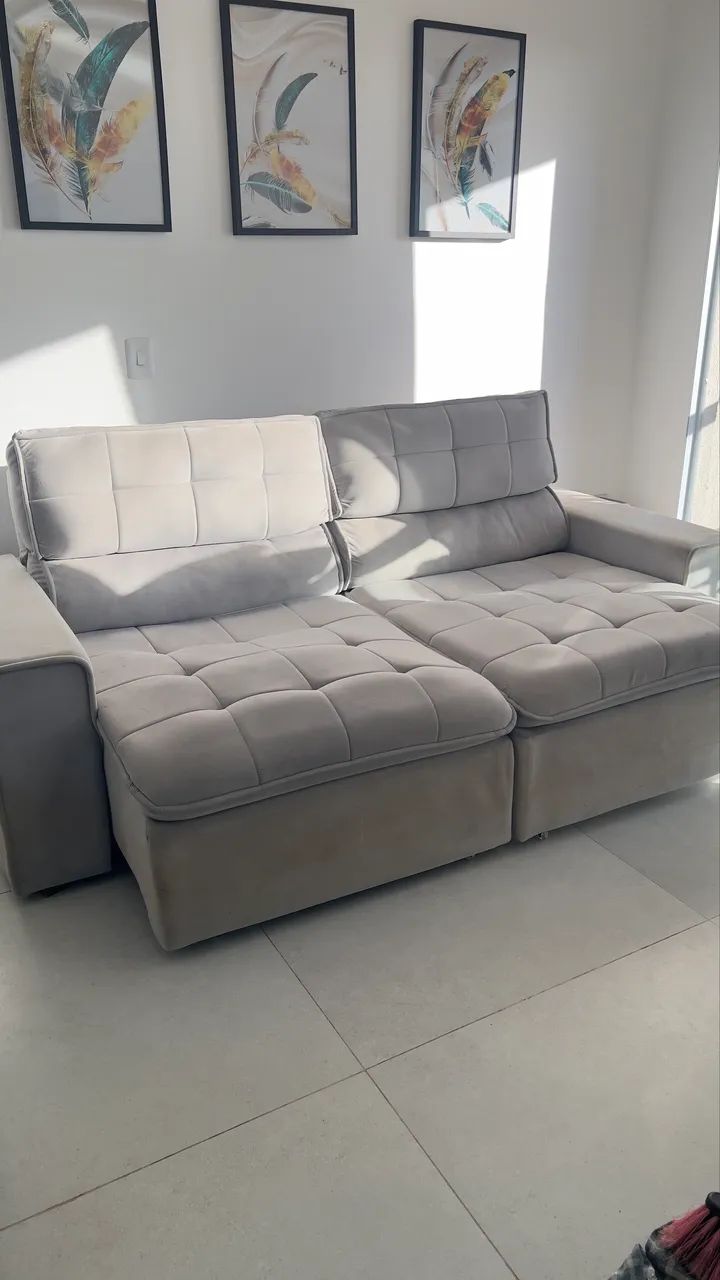 Sofá Santorini Cinza Retrátil com Molas Ensacadas - Foto 3