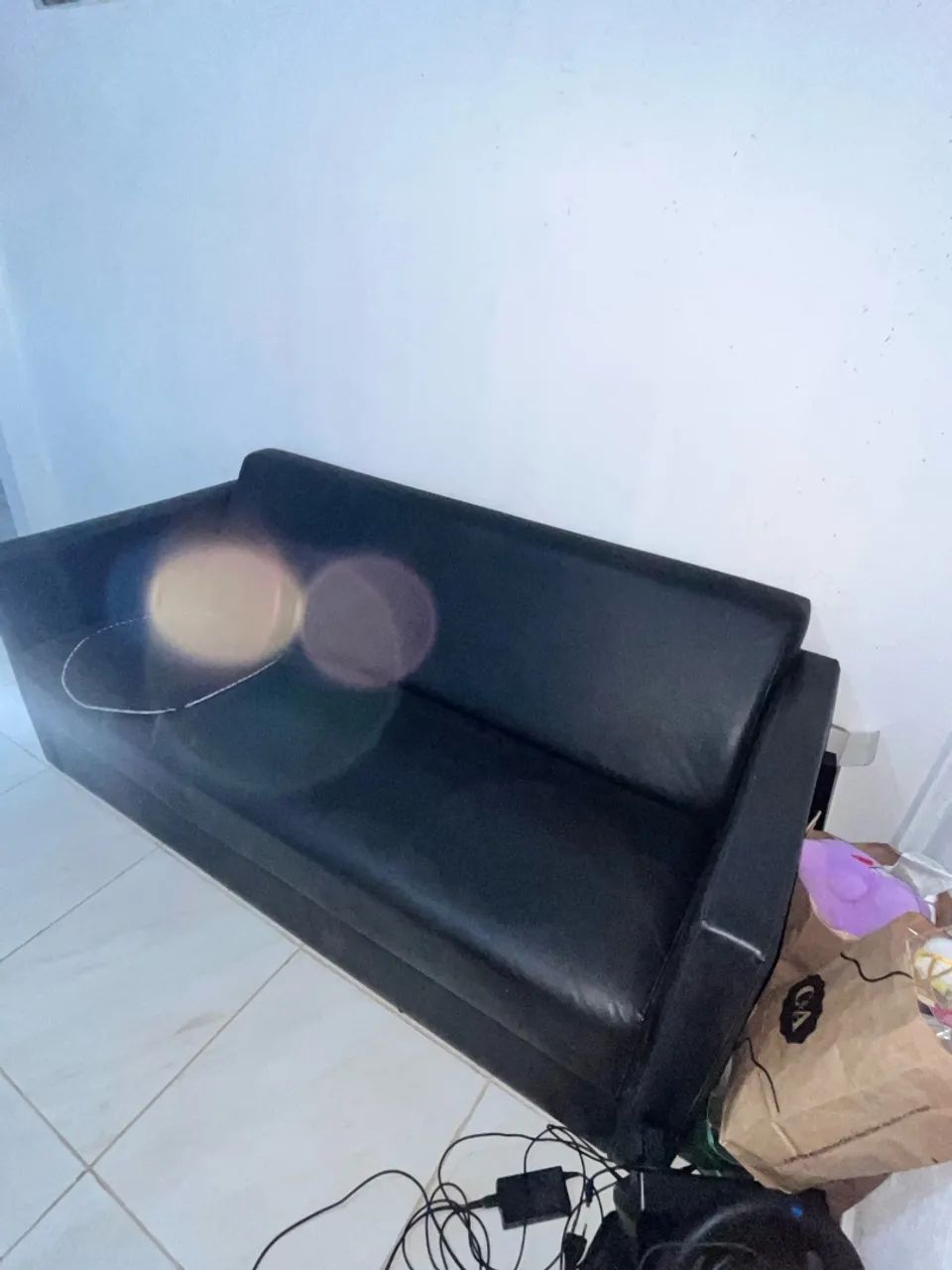 Sofá preto de couro - Foto 2