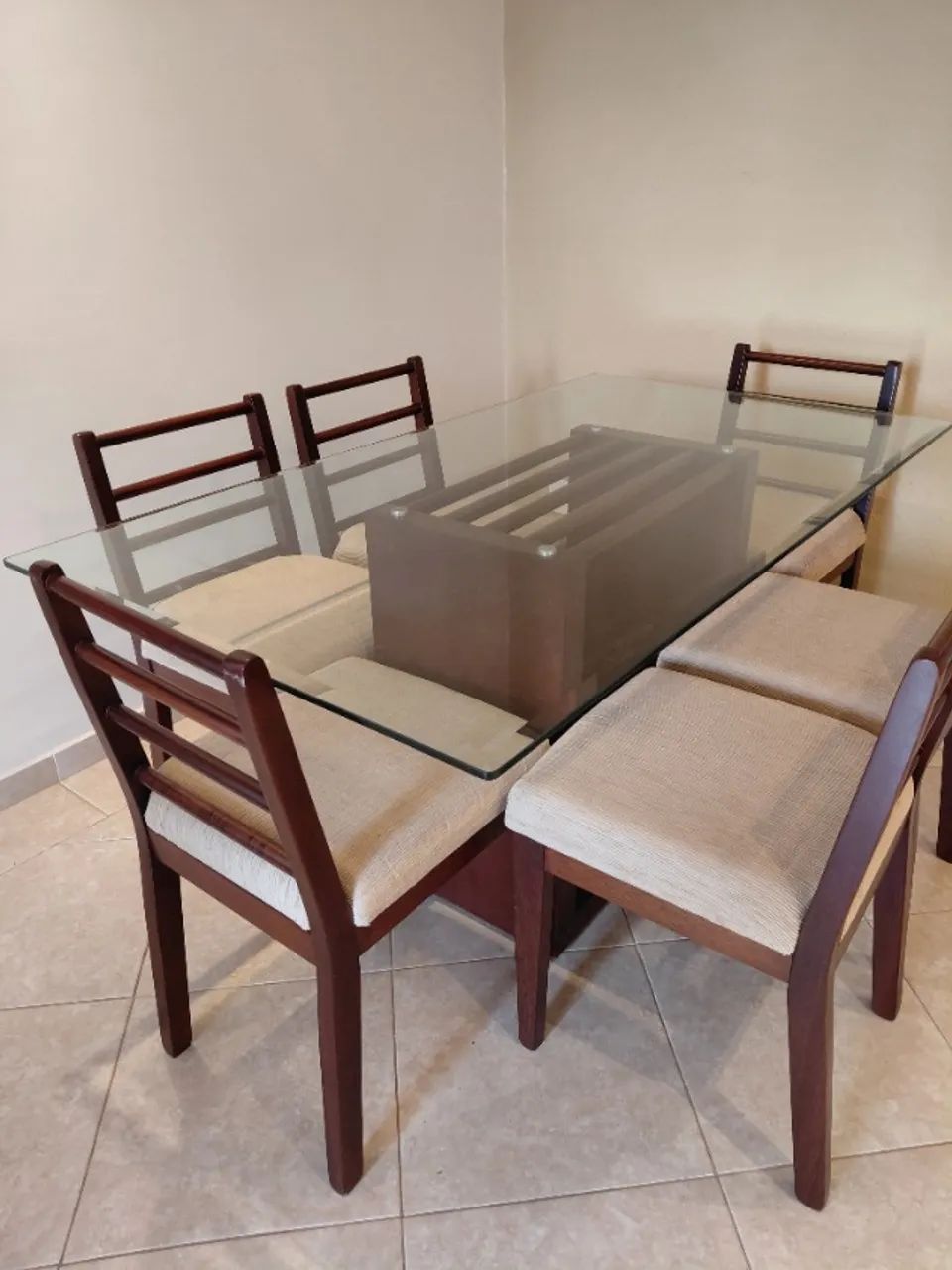 Mesa retangular de vidro bisotado 1,80×80