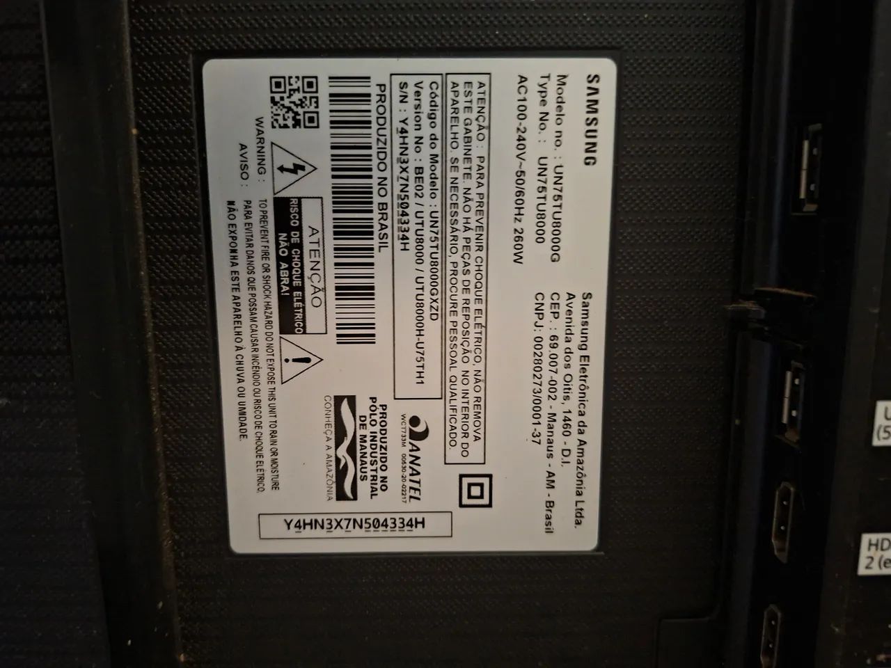 TV UN75TU8000G Samsung 