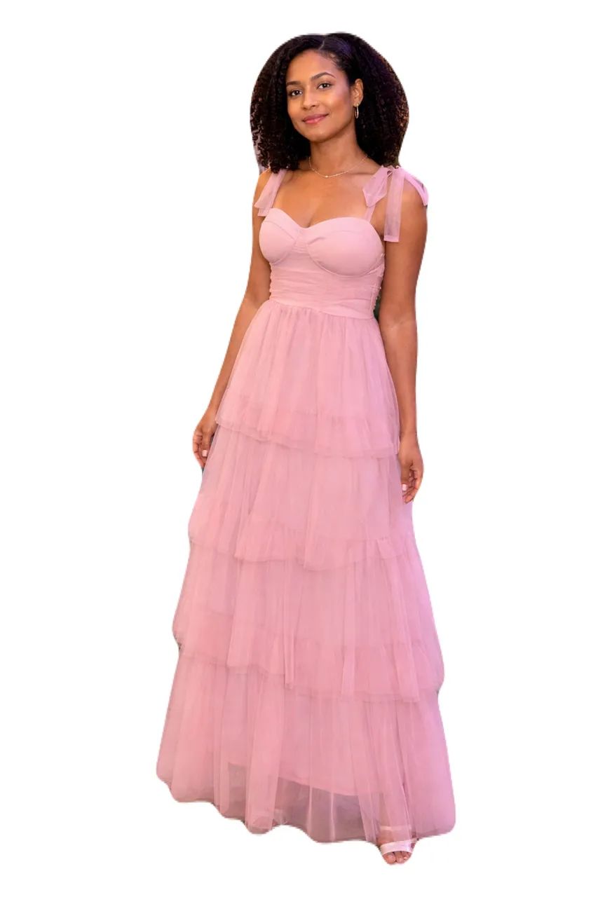 Vestido de festa rosa seco