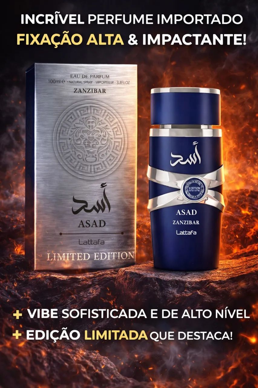 Perfume Asad Zanzibar Lattafa 100ml EDP | Fixação Alta + Importado Sofisticado